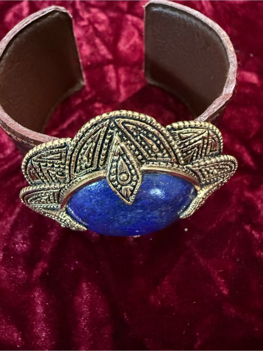Studio Barse Leather Cuff with Lapis Stone